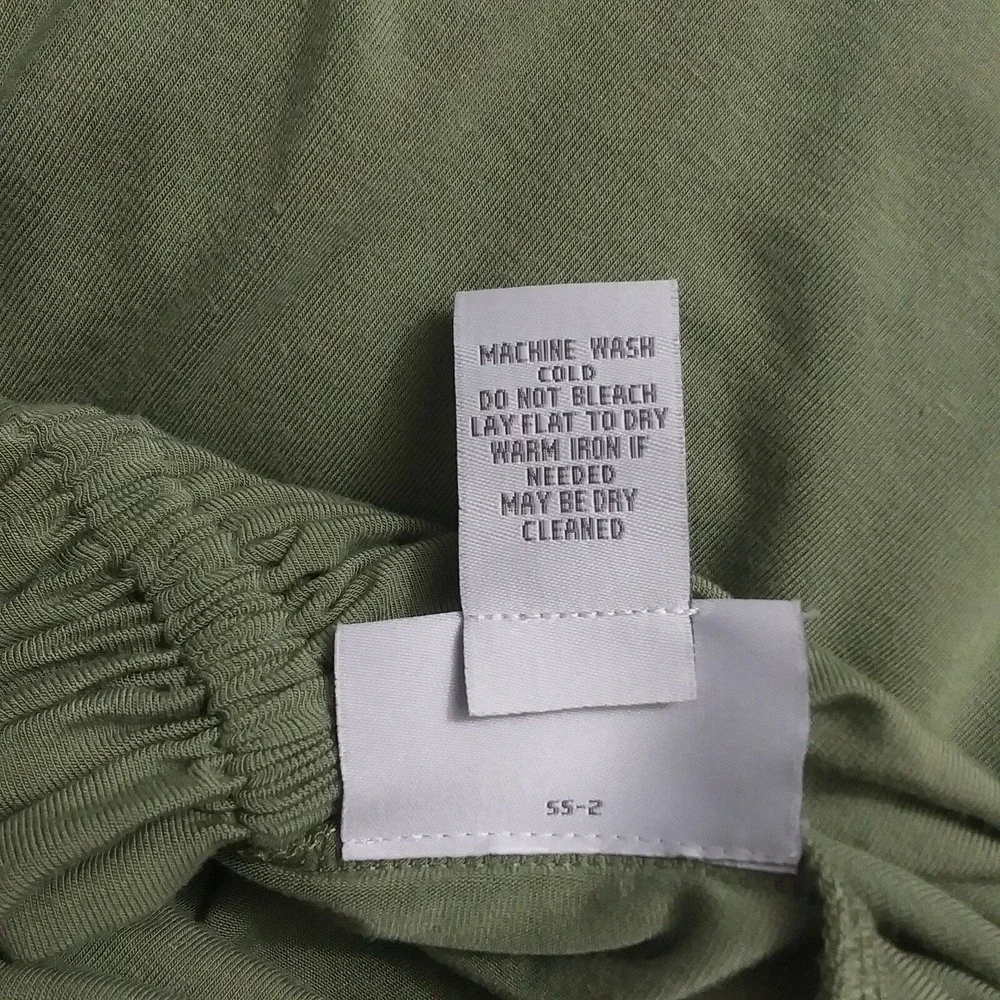 Soft Surroundings Olive Green Ruched Turtleneck Sharkbite Hem Tunic‎ Top PXS
